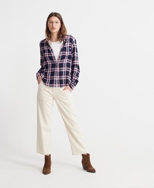 Superdry Lightweight Check Női Ing Sötétkék | DJSTQ7603